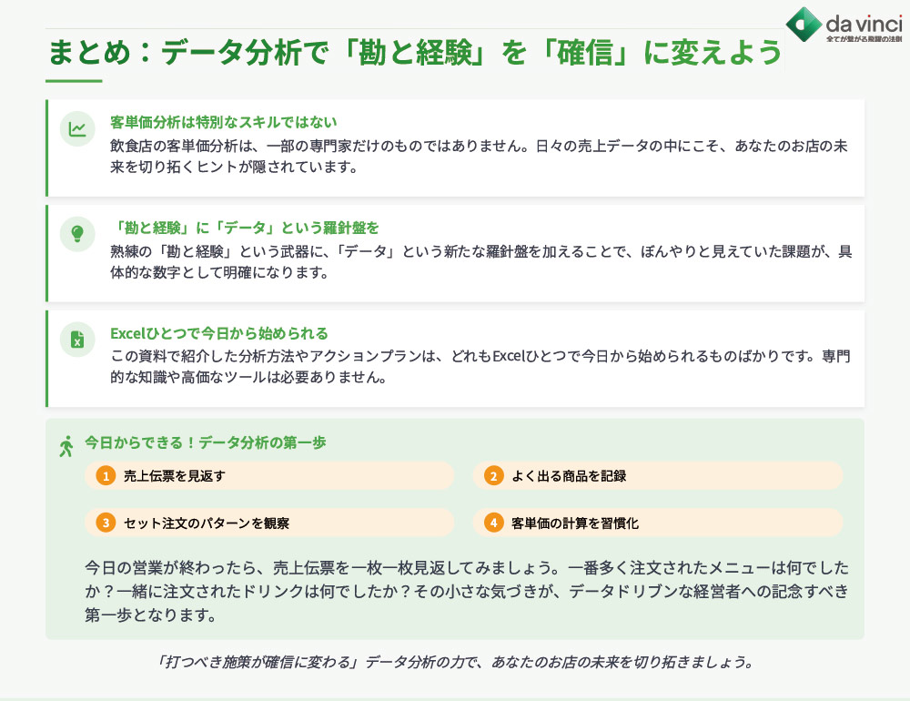 まとめ:データ分析で「勘と経験」を「確信」に変えよう